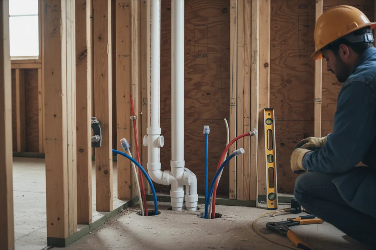 Drain and supply rough-in during Drain Cleaning in Vale